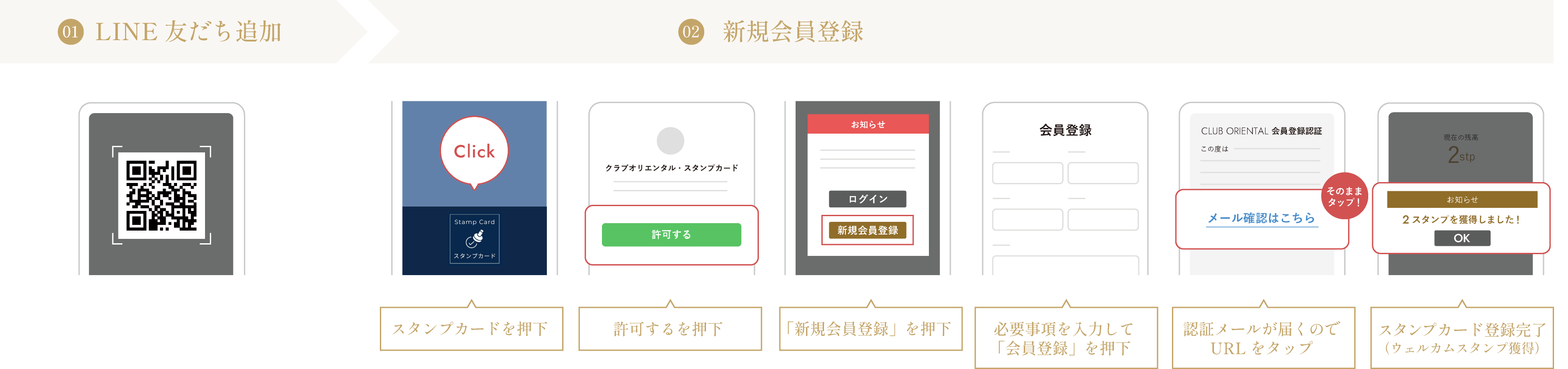 登録方法 LINE非連携 クラブオリエンタル非会員