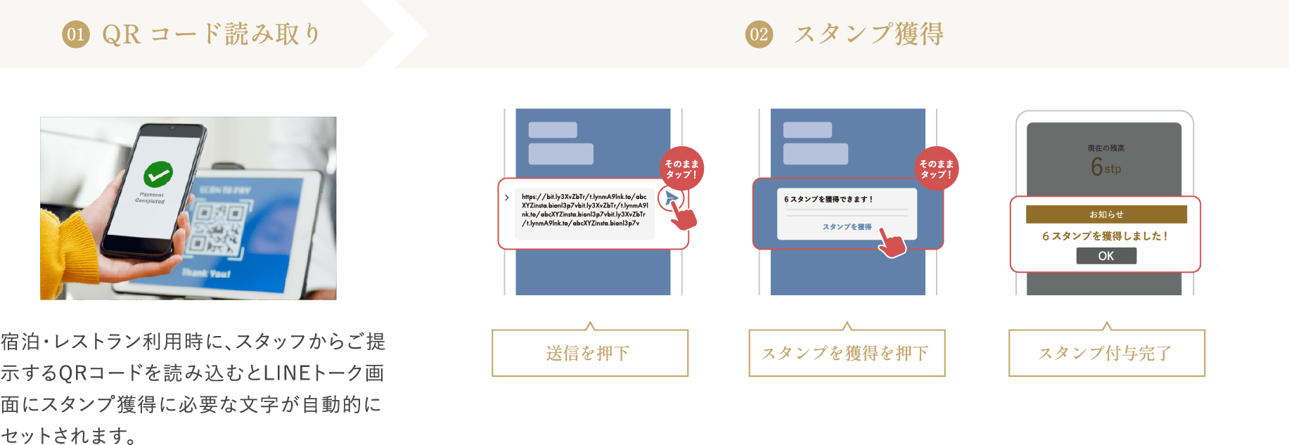 スタンプのため方 LINE連携済み クラブオリエンタル会員